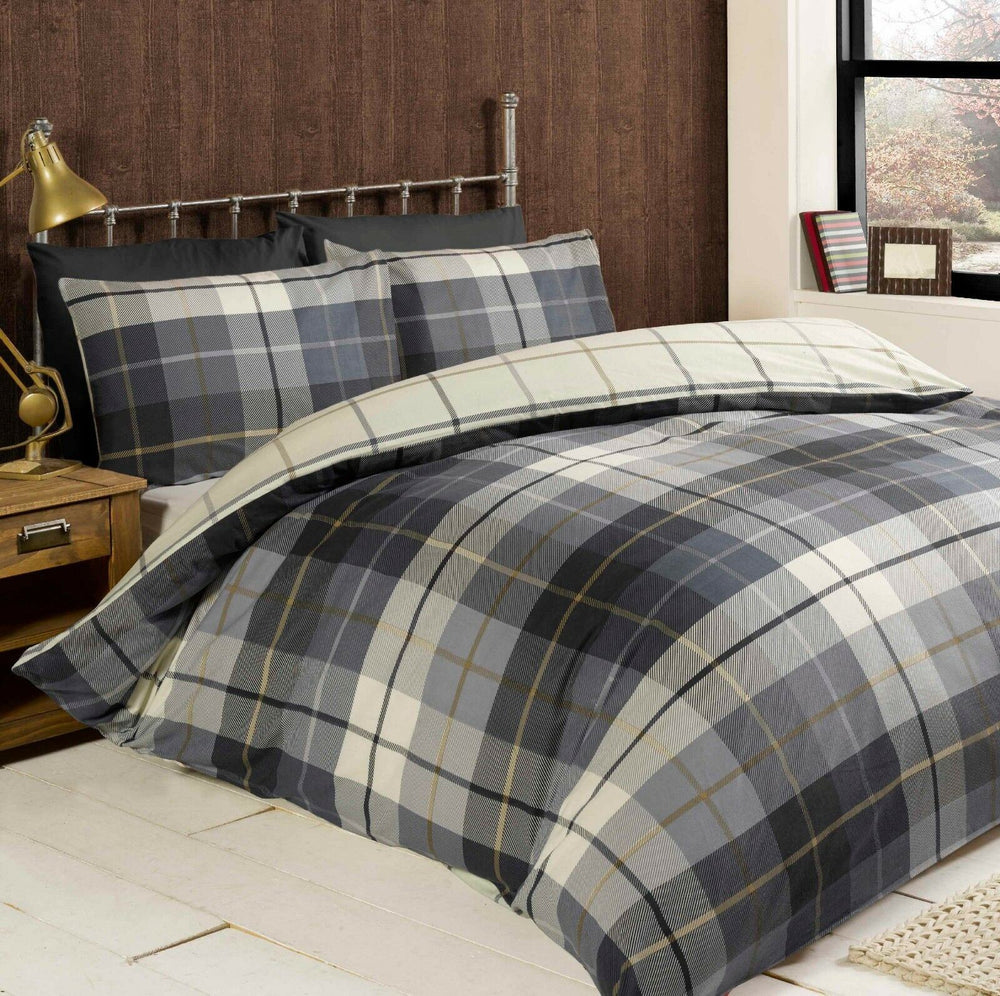100% Brushed Cotton Flannelette Reversible Duvet Quilt Cover Bedding 30 Designs