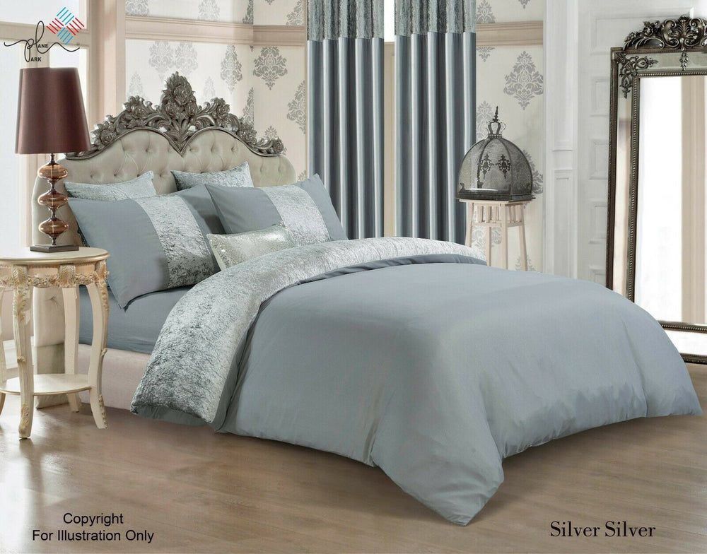 Luxury Crushed Velvet Panel Duvet Cover with Pillow Case Bedding Set