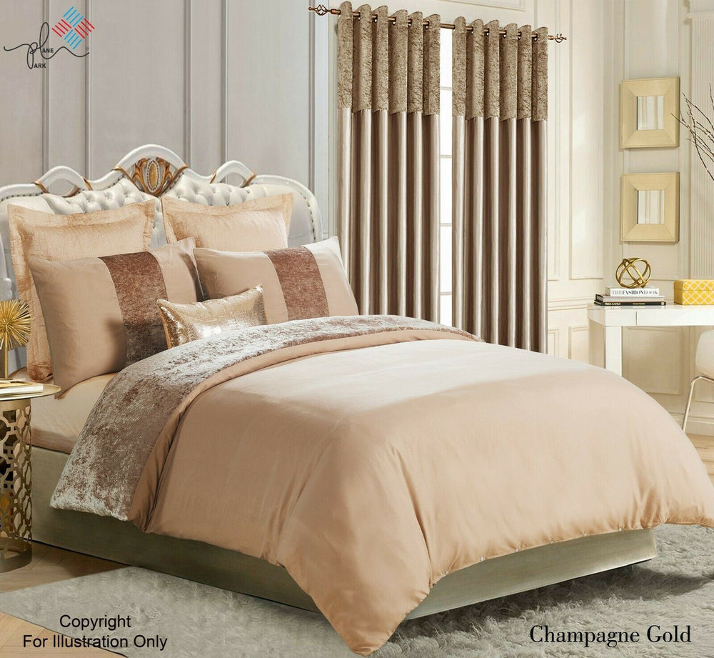 Luxury Crushed Velvet Panel Duvet Cover with Pillow Case Bedding Set