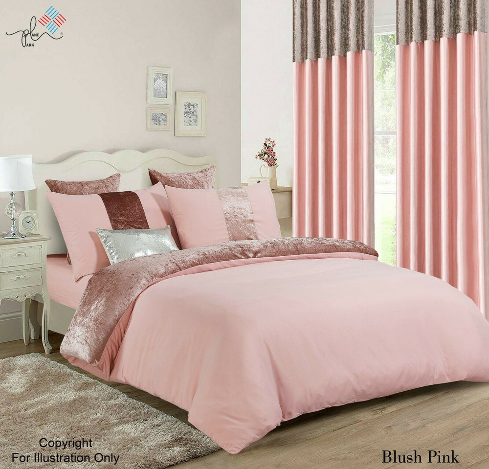Luxury Crushed Velvet Panel Duvet Cover with Pillow Case Bedding Set