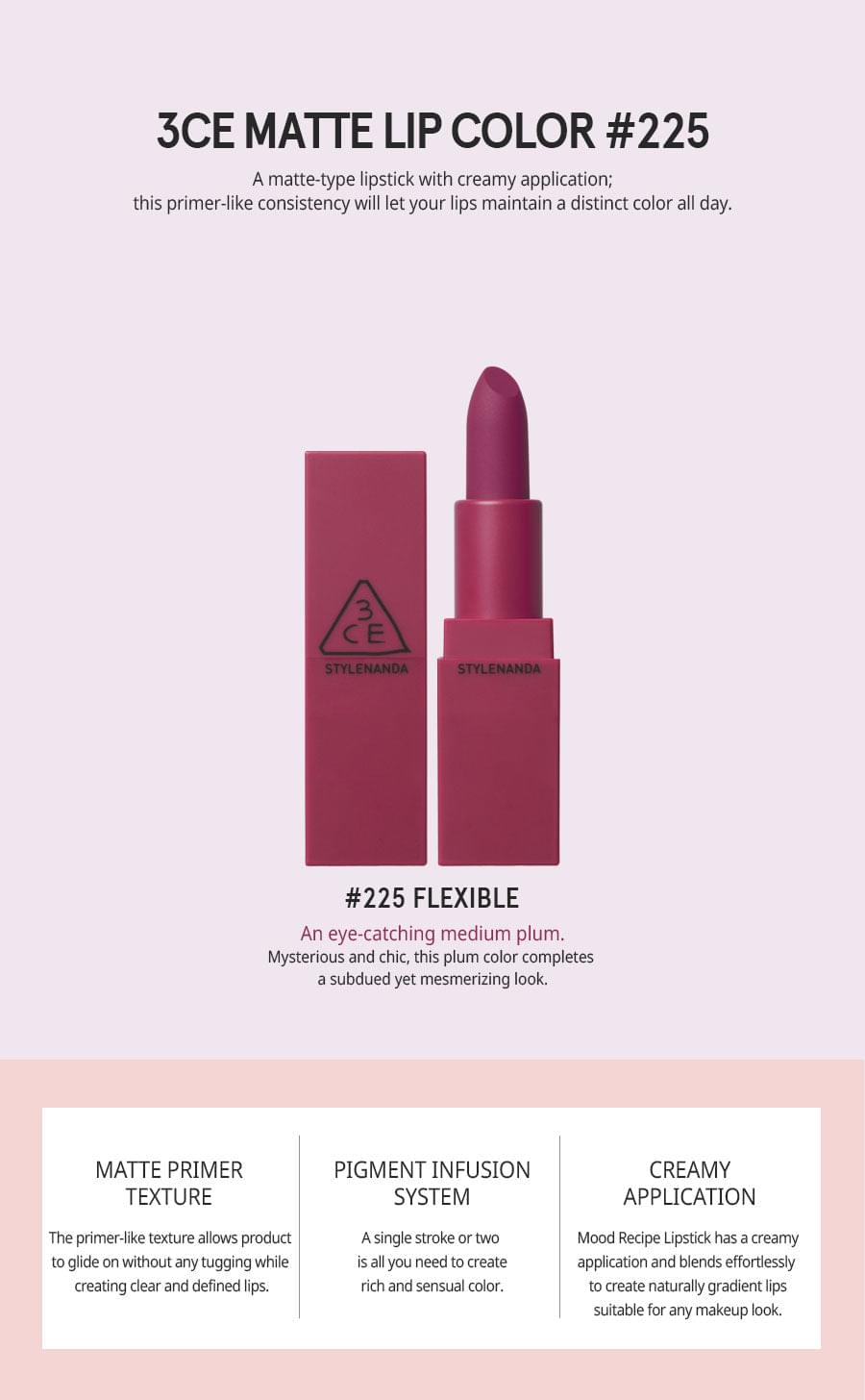 3CE - Supreme Violet Matte Lip Colour 225 Flexible Secondary image