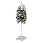 Medium Snowy Cedar Tree On Wood Block