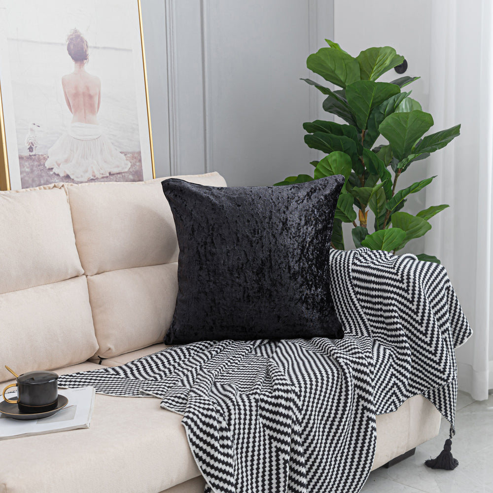 Twin Pack Crushed Velvet Fashion Plain Cushion Covers 8 Colours Pack of 2 Covers