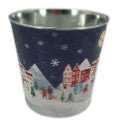 23cm Large Blue Christmas Village Scene Pot - Christmas Decor - British D'sire