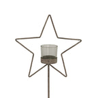 Natural Rustic Star On Wood Stand With Glass Votive