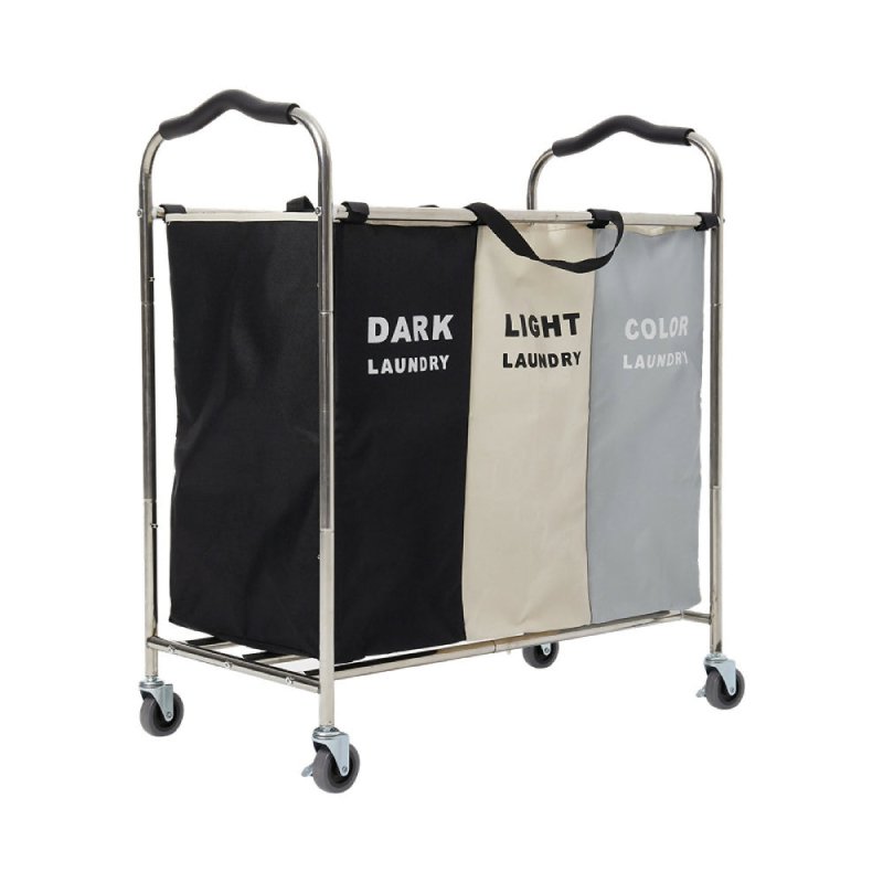 240L 3 - Section Laundry Basket with Wheels - Laundry Basket - British D'sire