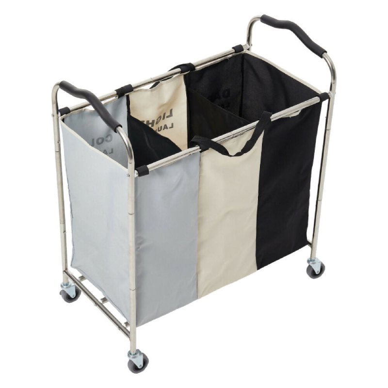 240L 3 - Section Laundry Basket with Wheels - Laundry Basket - British D'sire