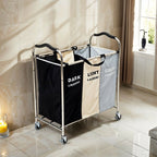 240L 3 - Section Laundry Basket with Wheels - Laundry Basket - British D'sire