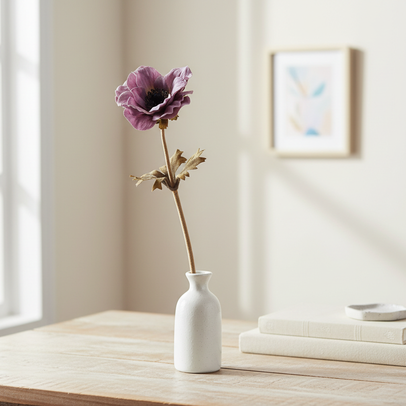 Purple Anemone Stem Artificial Flower Stem