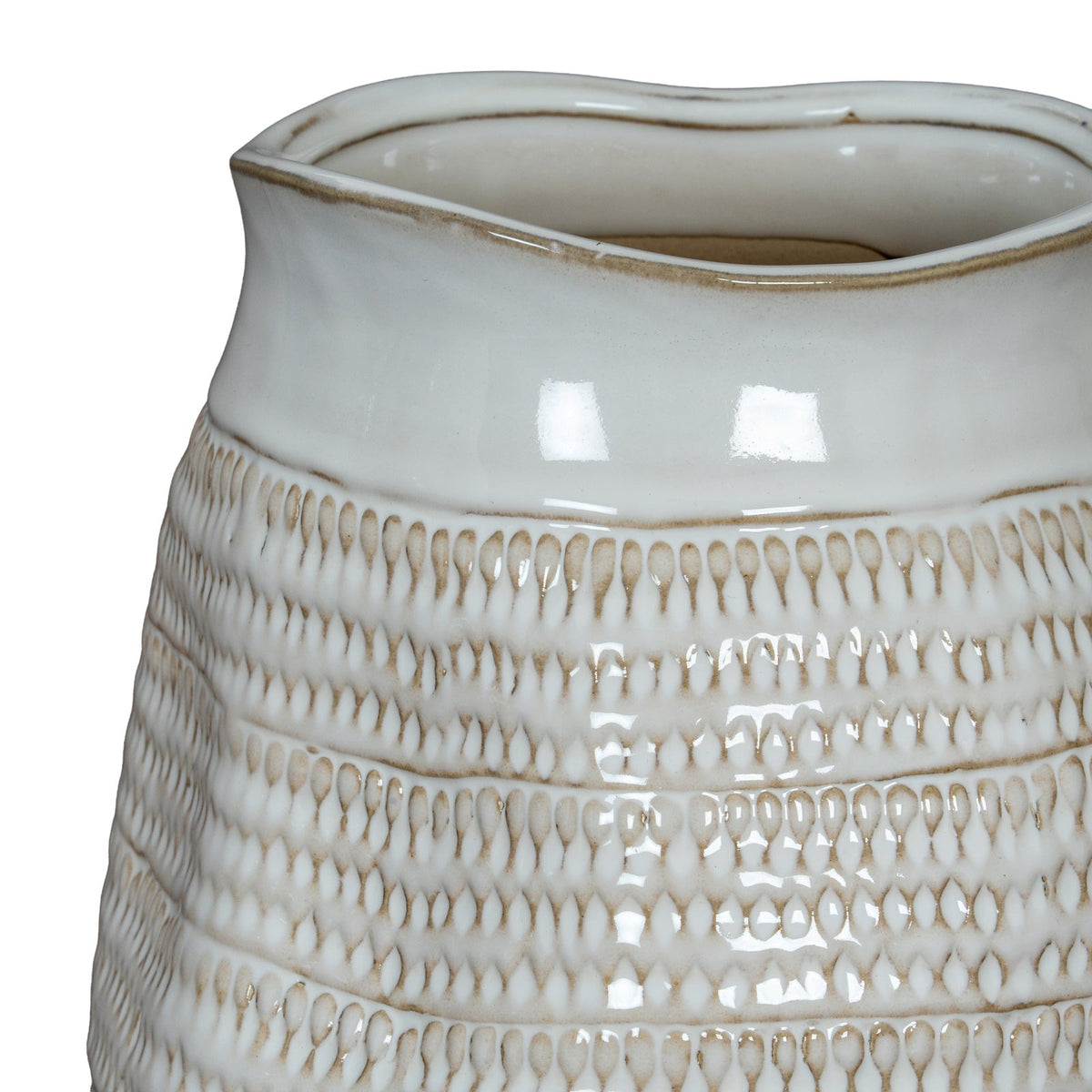 Tava Wide Hewn Vase - Emerald Green Ceramic Decorative Vase