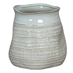 Tava Wide Hewn Vase - Emerald Green Ceramic Decorative Vase