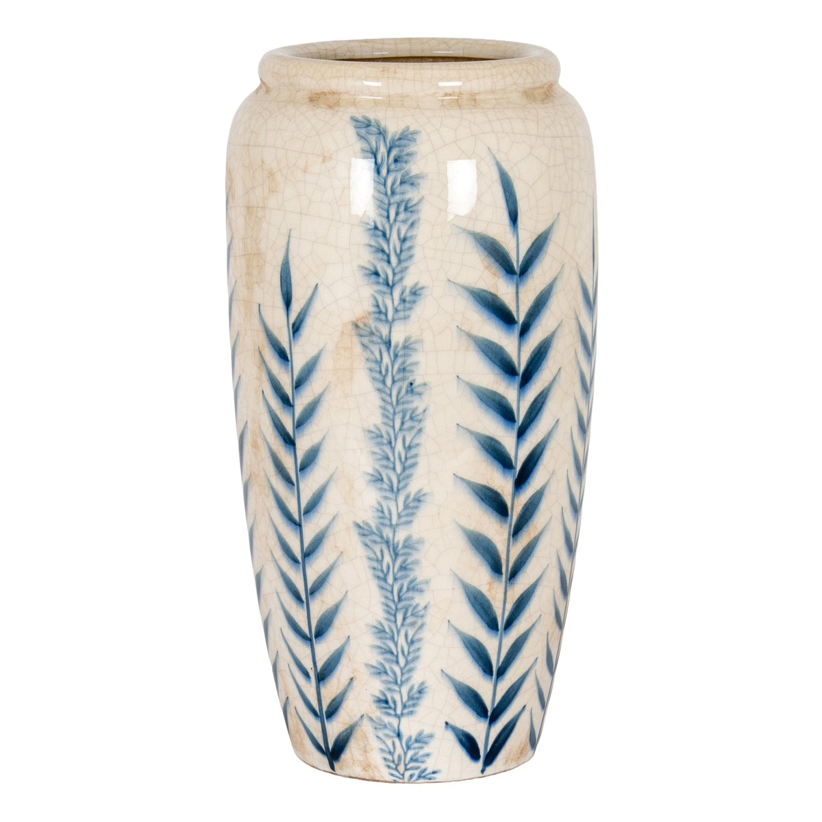 Large Blue Flora Tall Olpe Vase - Blue Ceramic Decorative Vase