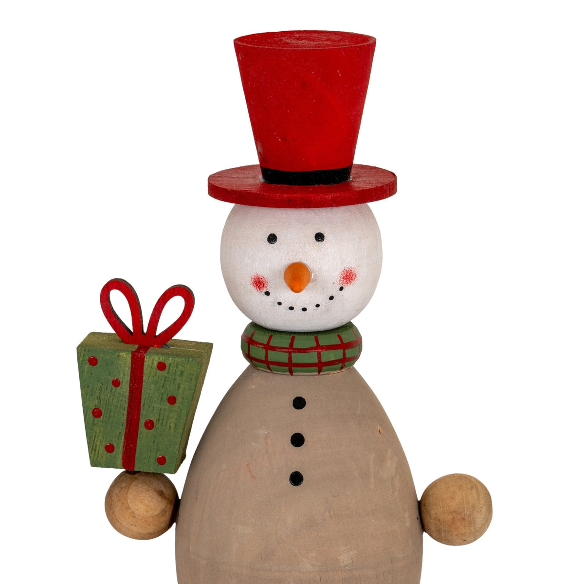 Wooden Snowman with Present Home Decor Ornament Decoration