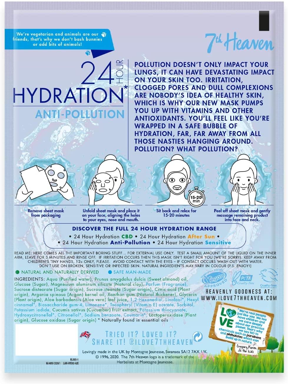 7th Heaven '24 Hour Hydration' Anti-Pollution Biodegradable Bamboo Sheet Mask Secondary image