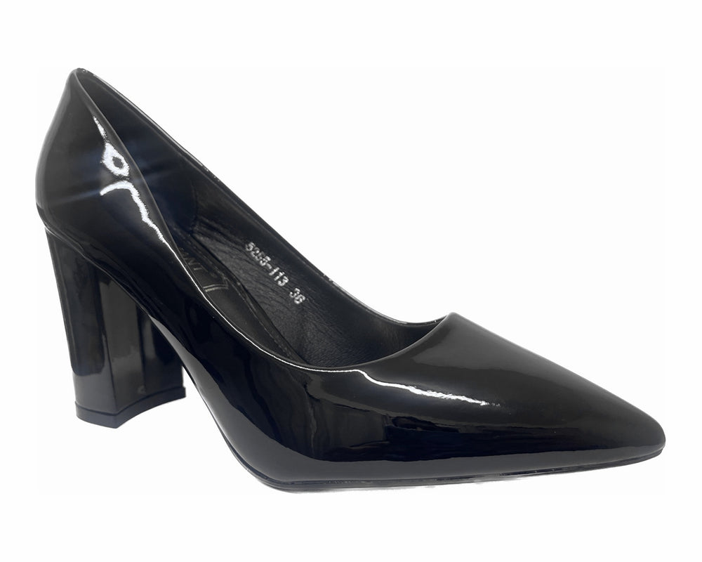 Block Heel Faux Patent Court Shoes Main image