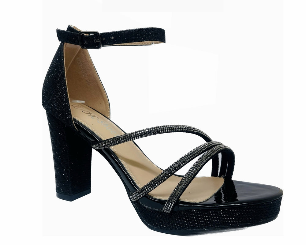 Diamante Strap Block Heel Sandals