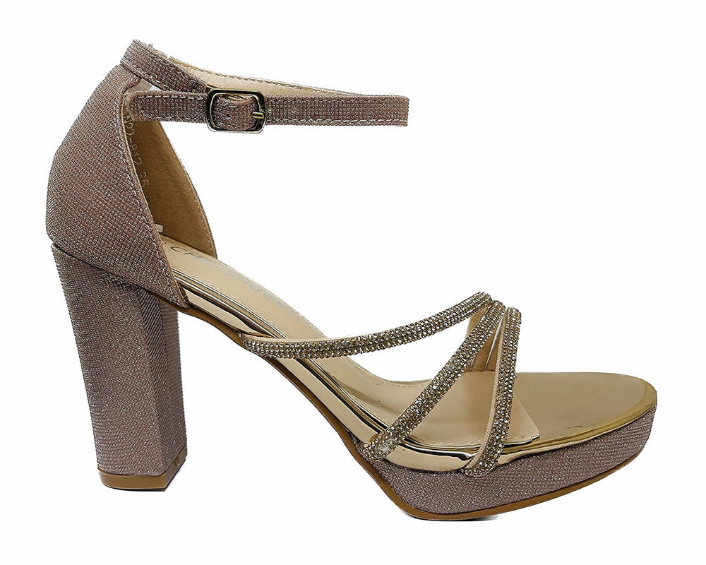 Diamante Strap Block Heel Sandals