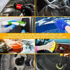 26PCS Car Cleaning Kit Auto Interior Exterior Detailing Brush Set w/Gloves Towel - British D'sire