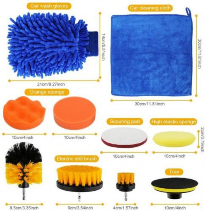 26PCS Car Cleaning Kit Auto Interior Exterior Detailing Brush Set w/Gloves Towel - British D'sire