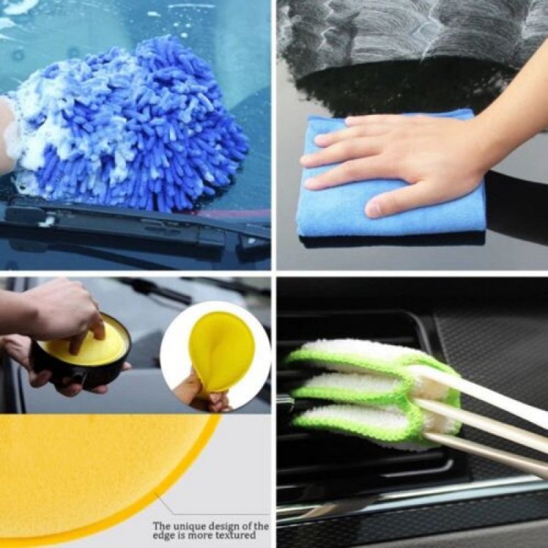 26PCS Car Cleaning Kit Auto Interior Exterior Detailing Brush Set w/Gloves Towel - British D'sire