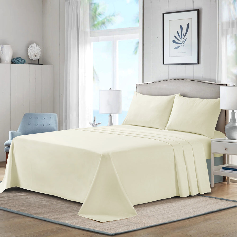 Luxury Polycotton Dyed Plain Flat Sheet Single Double King