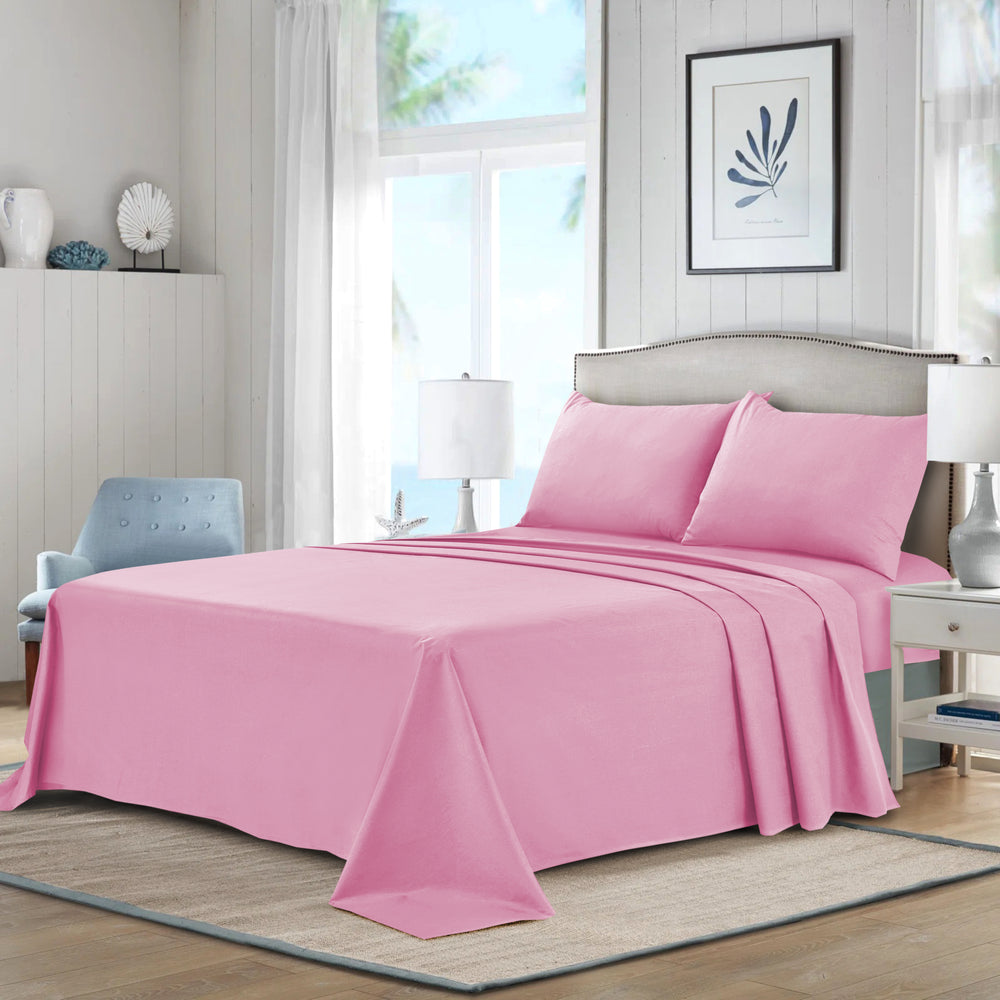 Luxury Polycotton Dyed Plain Flat Sheet Single Double King