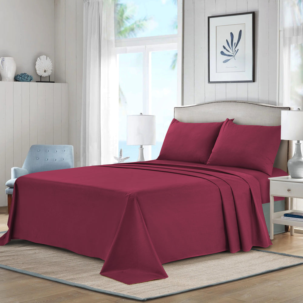 Luxury Polycotton Dyed Plain Flat Sheet Single Double King