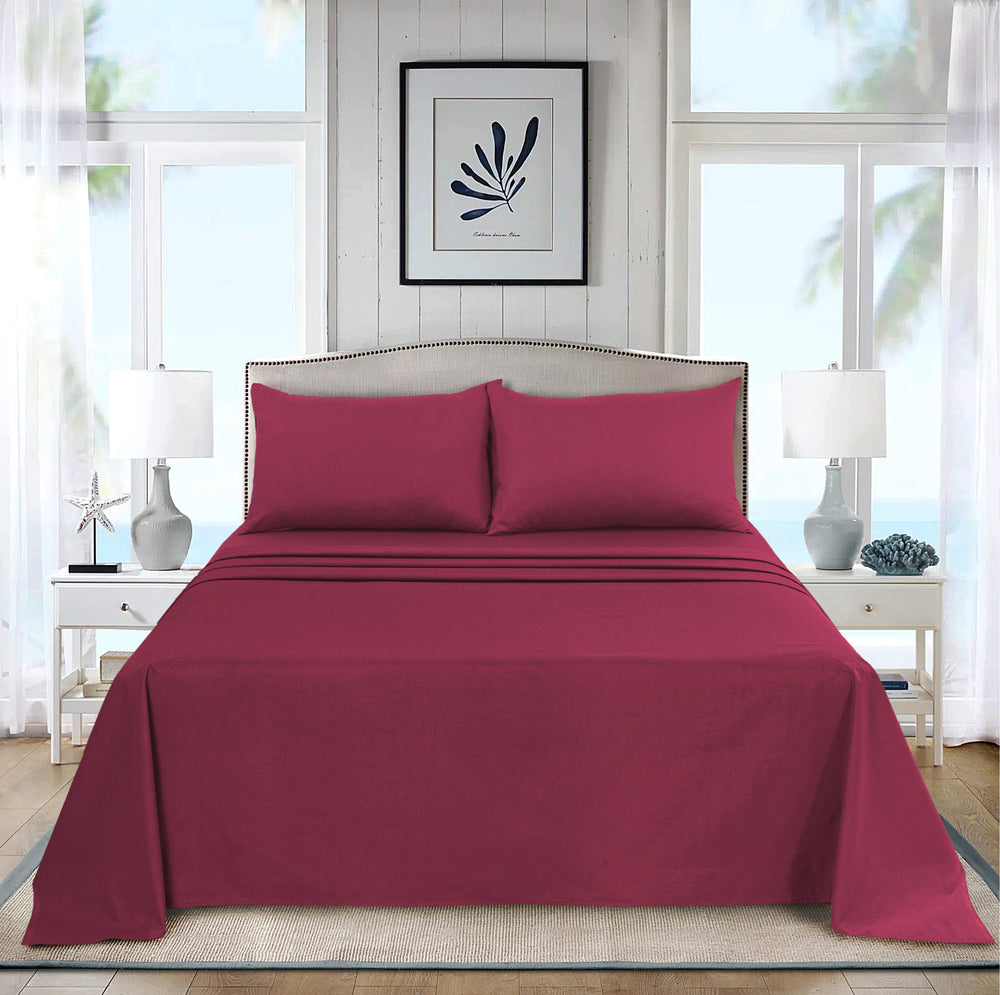 Luxury Polycotton Dyed Plain Flat Sheet Single Double King