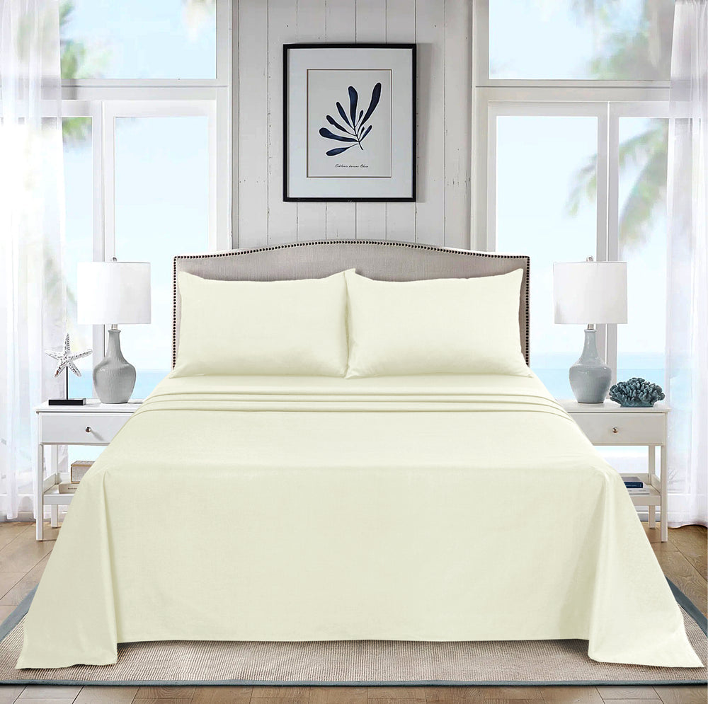 Luxury Polycotton Dyed Plain Flat Sheet Single Double King