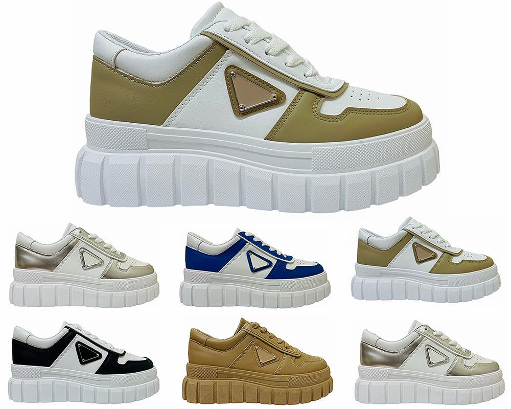 Women's Platform Chunky Sole Lace Up Trainers Main image