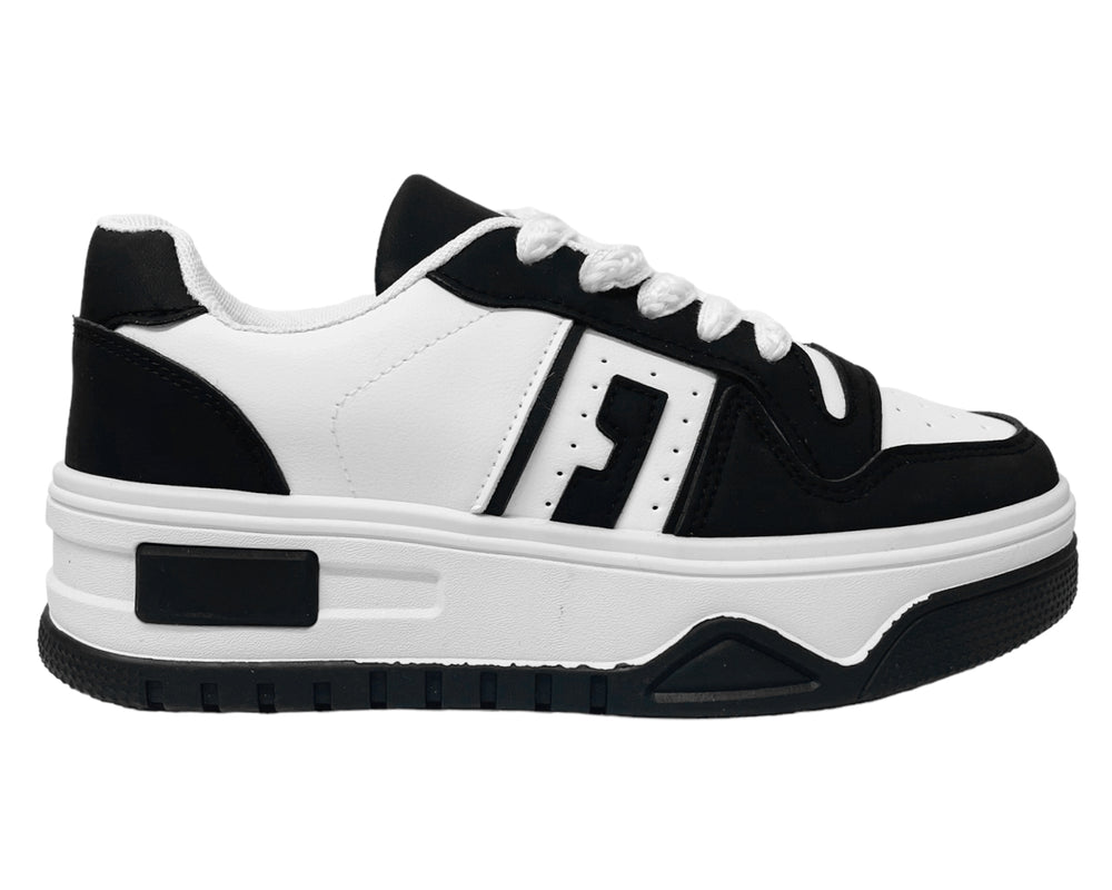 Women's Faux Leather Chunky Sole Lace Up Trainers Secondary image