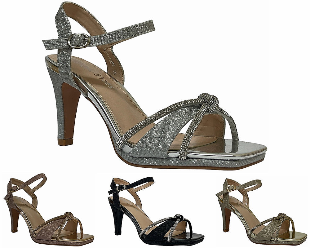 Women's Glitter Ankle Strap Stiletto Heel Shoes Main image