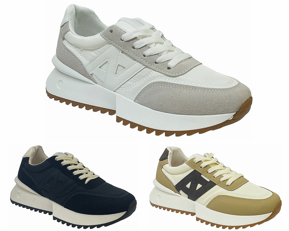 Women's Retro Chunky Sole Lace Up Trainers Main image