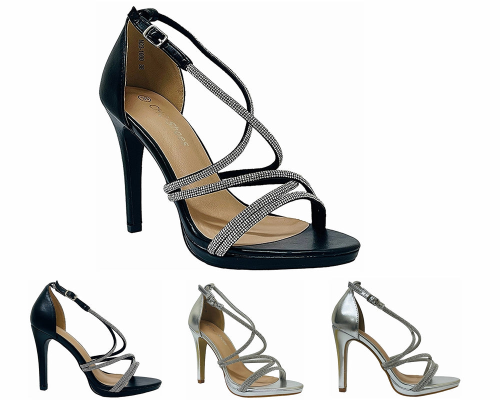 Crossover Diamante Strappy Sandals Main image