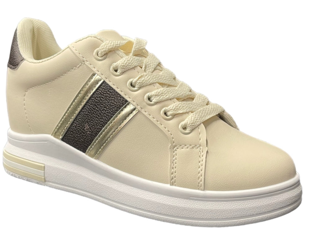 Women's Faux Leather Casual Lace Up Trainers Secondary image
