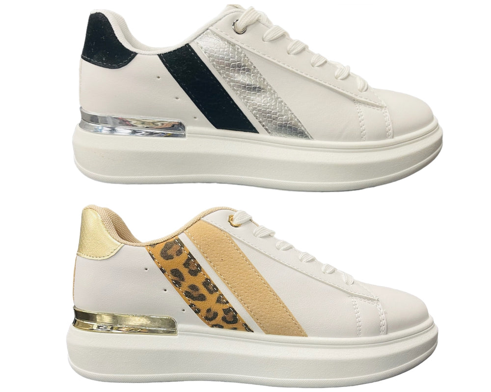 Women's Casual Lace Up Faux Leather Trainers Main image