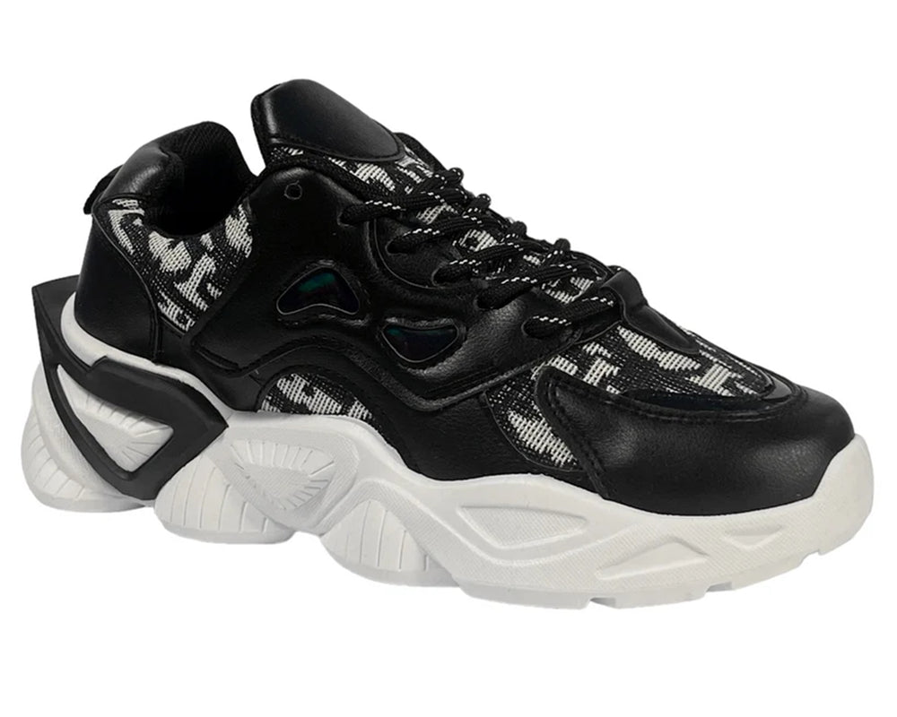 Women's Chunky Sole Comfy Lace Up Trainers