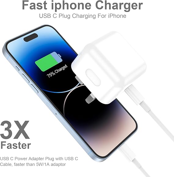 2Pack for iPhone Charger Fast Charge, USB C Charger Plug Adapter and Fast Charger Cable 2M Lead Charging for Apple iPhone 14 13 12 11 Pro Max XS XR X SE 8 7 Plus, for iPad/Pro/Air - iPhone Charger - British D'sire