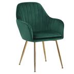 2Pcs Modern Velvet Upholstered Dining Chairs with Polished Gold Legs - Dining Chair - British D'sire