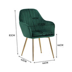 2Pcs Modern Velvet Upholstered Dining Chairs with Polished Gold Legs - Dining Chair - British D'sire