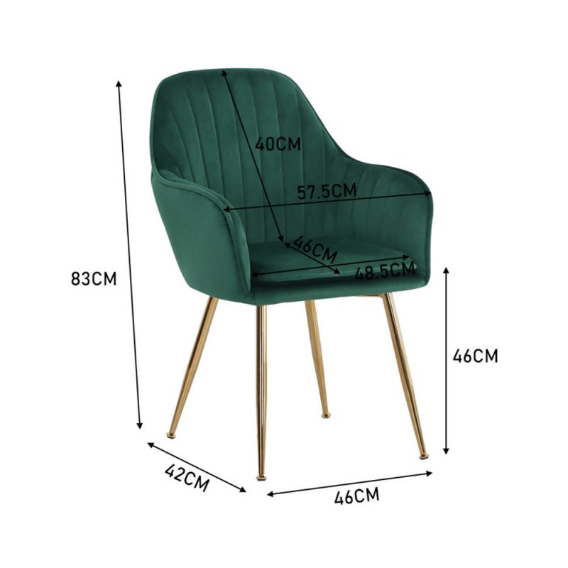 2Pcs Modern Velvet Upholstered Dining Chairs with Polished Gold Legs - Dining Chair - British D'sire