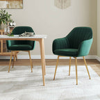2Pcs Modern Velvet Upholstered Dining Chairs with Polished Gold Legs - Dining Chair - British D'sire