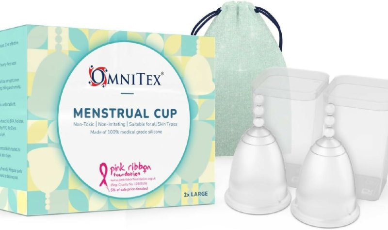2pk Omnitex Menstrual Cups | 100% Pure Medical Grade Silicone | Safe Eco - Friendly Tampon & Pad Alternative | Non - Toxic ISO10993 Tested | BPA & Latex - Free, Pack of 2X Large Cups - Menstrual Cup - British D'sire Main image