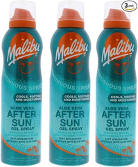 3 Malibu Aerosol Continuous Aftersun Gel Spray with Aloe Vera. Pack Contains 3 Bottles - 175ml Each - British D'sire