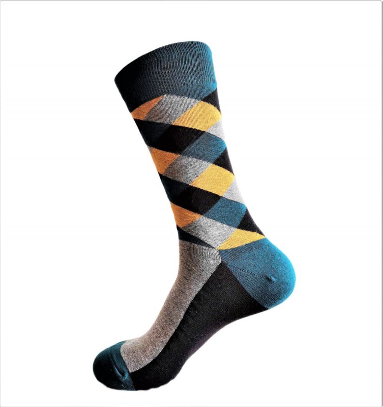 3 - Pack Grey, Orange and Teal Socks - All Products - British D'sire