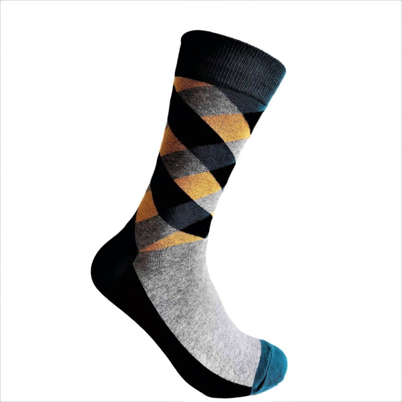3 - Pack Grey, Orange and Teal Socks - All Products - British D'sire Main image