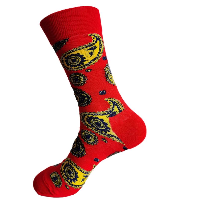 3 - Pack Red Paisley Socks - All Products - British D'sire