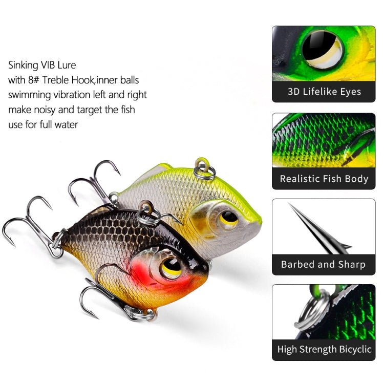 3 PCS PROBEROS DW1044 4.5cm/8.5g Lure Fake Bait Iconic Plastic VIB Hard Bait(H) - British D'sire