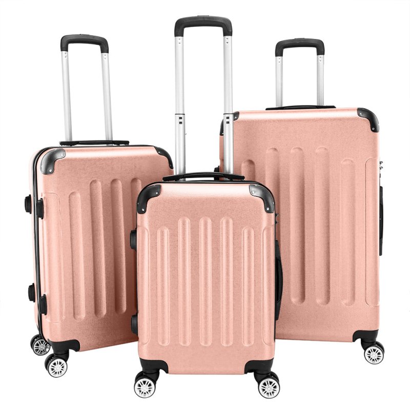 3 Pcs Suitcase Lightweight ABS Carry-on Hand Luggage 4 Spinner Wheels Trolley Case - British D'sire