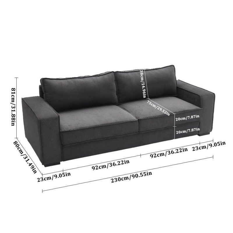 3 - Seater Dark Grey Sofa Couch - Sofa - British D'sire